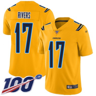Los Angeles Chargers NFL Football Philip Rivers Gold Jersey Men Limited 17 100th Season Inverted Legend